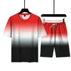 Herrspårar Summer Set 3D Printing Tracksuit Men Short 2023 Casual T-shirt Shorts Track Suit Mens 2 Pieces Clothing 6xlmen's