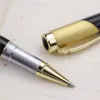 High Quality Writing Smooth Metal Roller Pen Gemstone Golden Clip 0.5mm Black Gel Ink Silver Gift Box Packing