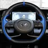 Steering Wheel Covers DIY Hand-Stitch Carbon Fiber Suede Leather Car Cover For Elantra Lafesta Sonata IX35 Verna Tucson