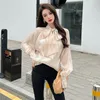 Blouses voor dames shirts vrouwen mode lantaarn lange mouw boog veter chiffon shirt pullover blusas mujer de moda 2023 verano 941hwomen's