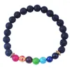 Charm Bracelets Romeda Men's Volcanic Lava Magma Stone Beaded Healing Balance Stretch Yoga Beads Bracelet Skeleton Jewelry