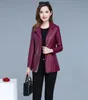 Women's Leather & Faux Coat Autumn Women Black Wine Red XL-6XL Korean Temperament Jacket Long Sleeve Short Fashion JD307Women's