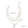 Подвесные ожерелья винтажные простые многоуровневые золотые цветовые цепь Звездные колье звезды для звезд для женщин Женская мода бохог