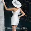 Festklänningar White Charming Mini Cocktail One Shoulder Sleeveless Cleat for Women Gowns Elegant Wedding Prom Custom Dress
