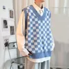 Canotte da uomo Gilet lavorato a maglia Finiture a coste Alta elasticità Calda scuola per ragazzi Uniforme Pullover Maglione Gilet Inverno Streetwear