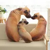 Oreiller 3D simuler chien forme peluche jeter mignon courbure imprimé animal réaliste drôle avec housse amovible