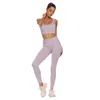 Ensembles actifs-vente Sports Fitness Tempérament Style À La Mode Serré BuLift Sueur Fil Vertical Sans Couture Yoga Pantalon Ensemble RY9094