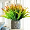 Decorative Flowers Artificial Green Grass Desktop Fake Plants Plastic Palm Bunch Flower Material Office El Wedding Party Home Decor