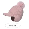 Berets Wide Brim Earflap Plush Ball Baseball Hat Women Winter Solid Color Riding Knitted Thermal Costume Accessories