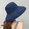 Brede rand hoeden lente zomer stevige kleur emmer hoed uv bescherming zon all-match groot vizier vrouwen zonnebrandcrème panama capwide