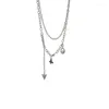 Pendant Necklaces Butterfly Double Layer Clavicle Chain Tassel Y2K Jewelry Neckalce For Women Kpop Choker
