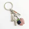 Keychains American Flag Keychain For Man Gifts Key Chains Alloy Metal Pendant Car Ring Charm Keyring