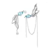 Dingle örhängen lång asymmetriskt flöde Su Tide Blue Koi Fashion High-klass Ear Buckle Zircon Pearl Wholesale