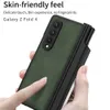 Matte Leather Cases For Samsung Galaxy Z Fold 4 Case Pen Holder Stand Hinge Glass Film Screen Cover