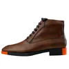 Handmade Brown Boots Gentlemen High top Lace up Fashion Winter Mens Short Knight Boot