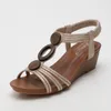 Sandals Fashion Women Wedges Ladies Round Toe Kitten Heels Summer Shoes Black/Beige/Brown Roman 36-42 Mother's Sandalias