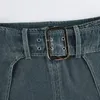 Jupes Sexy Super Mini Jupe Taille Basse 2023 Arrivée Hip Wrap Jeans Avec Ceinture Filles Tenues Night Club Wear Denim Bleu