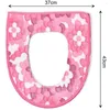 Toilet Seat Covers 2PCS/set Luxury Cover Floral Printed Accessories Soft Plush Bath Mat Easy To Install Machine Washable- Pink