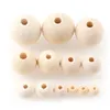 Decorative Figurines 6/8/10/12/14/16/18/20mm Round Wooden Beads Pendant Eco-Friendly Natural Wood Spacer Teething Jewelry MakingHandmade1