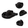 Berretti Cappello da cowboy stile occidentale Tinta unita Nero Bianco Cappelli da festa di compleanno per ragazze da donna con cappelli da cowgirl con decorazione in paillettes di piume