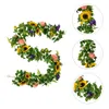 Dekorativa blommor Solros konstgjord Garland Fake Vine Rattan Silk Wedding Hanging Sunflowers Lövverk lämnar Party Ivy Decor Diy