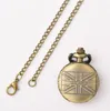 Montres de poche 100 pcs/lot Vintage Bronze creux fleur étoile montre de poche cadran marron pull chaîne cadeau