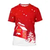 T-shirt da uomo Jumeast 3D Albero di Natale stampato T-shirt da uomo Cartoon Santa Graphic Streetwear Y2K Anno Festival Abbigliamento T-shirty