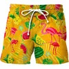 Pantalones cortos para hombres Pantalones cortos con estampado de flamencos de dibujos animados en 3D para la playa para hombres de verano Pantalones cortos sueltos casuales de cintura elástica Pantalones cortos de calle J230219