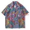Chemises décontractées pour hommes Hommes Harajuku Streetwear Peint à la main Full Print Button Up Shirt 2023 Hip Hop Fashion Summer Short Sleeve CamisasMen's