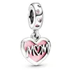 New Charms Mother Friend Double Heart Split Dangle Pingents Fit Fit Original Bracelet DIY Mulheres Jóias