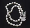 Chains Freshwater Pearl White Baroque Necklace 10-14mm Wholesale 24inch Leopard Clasp FPPJChains