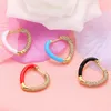 Hoop Earrings ZHUKOU 1 Piece CZ Crystal Heart Small Generous Enamel For Women 2023 Fashion Jewelry Model:VE240