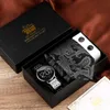 Armbanduhren Digitaluhr für Herren, luxuriöse Krawatte, Manschettenknöpfe, originelles Geschenk, wasserdicht, Business-Kleid, Herrenuhren aus Edelstahl