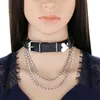 Girocollo Collana a cuore Catena punk Collane con colletto in pelle Fibbia nera Chocker Ragazze Goth Gioielli Accessori gotici