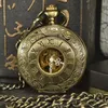 Orologi da taschino TIEDAN Bronzo Steampunk Orologio meccanico Uomo Scheletro vintage Collana antica Catena Fob