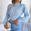 Suéteres femininos Sexy Sweater Elegante Sweater Hollow Out Feminino Tops Tops Firl's Streetwear Awastwear's Lady's Casual Cropped