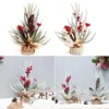 Dekorative Blumen Craft Party Supplies Home Decoration Festival Künstliche Weihnachtsbaumkiefer Kegel weiße Schnee verblassen rote Beeren