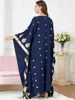 Ethnische Kleidung Dubai Abaya Kimono Femme Fledermausärmel Pailletten Stickerei O-Ausschnitt Abayat Vergoldungsdruck Marokkanischer Kaftan Damenkleider