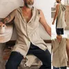 Men's Tank Tops Cotton Linen 2023 Summer Fashion Boutique Solid Color Men's Male Undershirts Jacket
