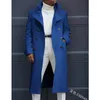 Men's Trench Coats Men Coat Spring Solid Color Pocket Cardigan Loose Large Long Sleeve Double Breasted Turn-down Collar