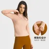 Chemises actives hiver Double face Nylon demi-fermeture éclair col montant Yoga veste femmes élastique taille serrée mince sport