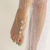 Bracelets de cheville Vintage Style ethnique or argent couleur cristal gland chaîne orteil anneau cheville été plage pieds nus sandales pied bijoux pour femmes