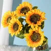 Dekoracyjne kwiaty wieńce sztuczny słonecznik europejski w stylu łacińskim pojedynczym słonecznikiem symulacja kwiat dekoracja domowego w stylu Pastoral Buquet T230217
