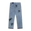 M￤ns plusstorlek byxor m￤n jeans full st￤mplade brev trycker kvinnors hiphop mode casual byxor g37s33