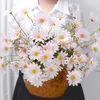 Decorative Flowers Wreaths 52cm Artificial Small Daisy 5 Dutch Chrysanthemum Chamomile Flower Bouquet Wedding Home Decoration Fake Flower T230217