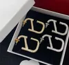 2023 Moda Brincos Jóias Feminino Masculino Brinco Ear Studs Carta v Diamantes Luxos Moda Dourada Agulha de Prata Weote Com Caixa 68