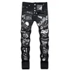 DSQ JeansEuropean Hot Men Jeans Hole light blue Italian brand Streetwear trousers Streetwear denim Skinny Slim Straight Leg Jeans 100% cotton DSQ Zipper Graffiti