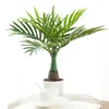 Flores decorativas 40 cm de palmeira artificial plantas tropicais folhas de seda em vasos de seda de 8 cabeças de cabeça para casa para casa