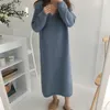 Casual Dresses Knitted Oversized Dress Sweater Loose Woman Long Korean Autumn Women V Neck Elegant Basic Vestidos