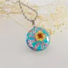 Pendant Necklaces Resin Necklace Dry Flower True Round Silvery Bead Suitable For Women Jewelry Fashion